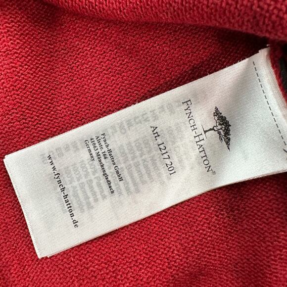 Fynch Hatton Sweater Mens XXL 2XL Red Supersoft Cotton V Neck Casual Pullover - Picture 5 of 11